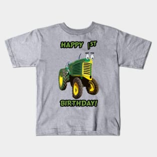 Happy 1st Birthday tractor design Kids T-Shirt